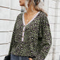 Leopard Buttoned Contrast Trim Top