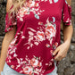 Floral Cold-Shoulder Round Neck Top