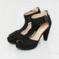 Forever Link Jive With Me Laser Cut Peep Toe T-Strap Heels