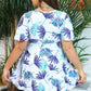 Plus Size Botanical Print Surplice Neck Two-Piece Swim Set