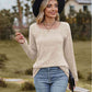 Full Size Ribbed Square Neck Long Sleeve T-Shirt
