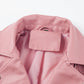 Buckle Detail Zip Up PU Leather Jacket