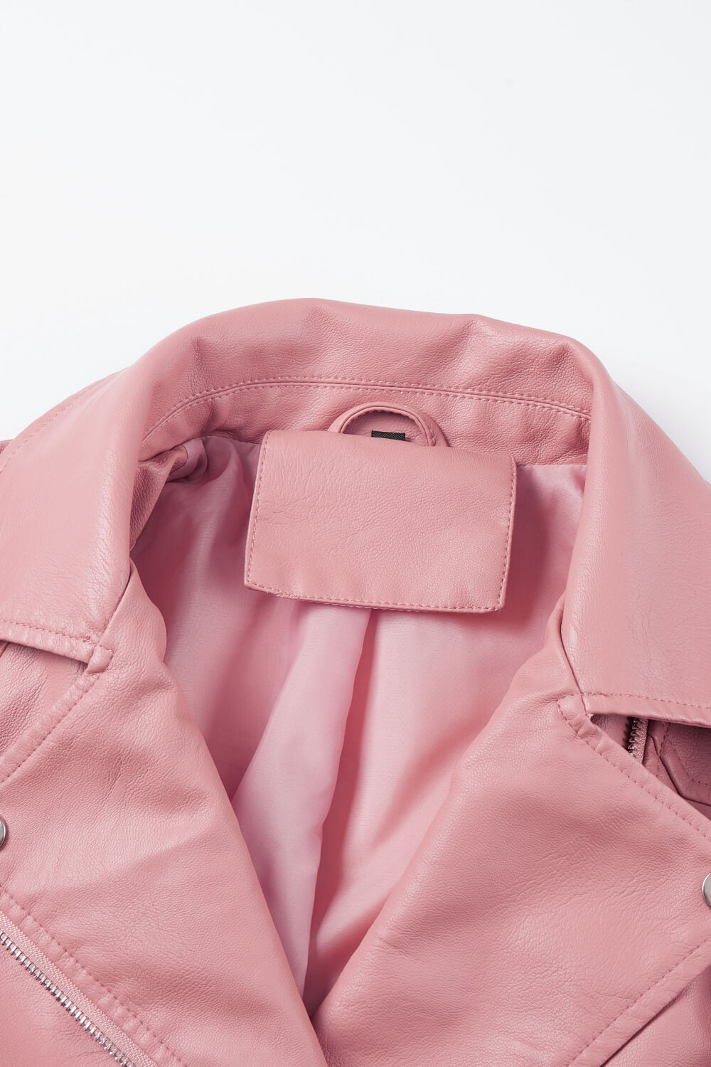 Buckle Detail Zip Up PU Leather Jacket