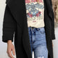 Waterfall Collar Brushed Longline Coat with Pockets