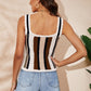 Striped Scalloped Trim Knit Tank