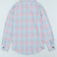 Plaid Button-Up Dropped Shoulder Shirt