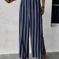 Striped Slit Wide Leg Pants