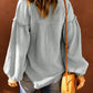 Balloon Sleeve Frill Trim Notched Neck Blouse