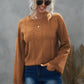 Openwork Flare Sleeve Pullover Sweater