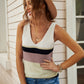 Color Block V-Neck Rib-Knit Tank