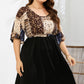 Plus Size Printed Two-Tone Flutter Sleeve Dress