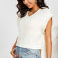 High-Low V-Neck Cap Sleeve Knit Top