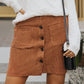 Buttoned Corduroy Mini Skirt