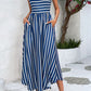Striped Round Neck Sleeveless Dress with Pockets