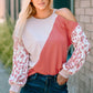 Leopard Color Block Cold-Shoulder Top