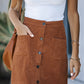 Buttoned Corduroy Mini Skirt