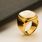 Stainless Steel 18K Gold-Plated Inlaid Shell Ring