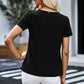 Buttoned V-Neck Short Sleeve Top