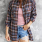 Plaid Slit High-Low Shirt with Pockets