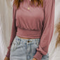 Smocked Cuff Long Sleeve Cropped Top