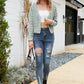 Open Front Cuffed Cropped Cardigan