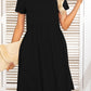 Crisscross Round Neck Short Sleeves Mini Dress