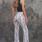 Snakeskin Print Flare Leg Pants
