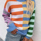 Split Stripes Rib-Knit Sweater