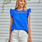 Ruffled Flutter Sleeve Lace Yoke Blouse