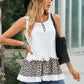 Leopard Color Block Frill Trim Tank Top