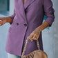 Double-Breasted Padded Shoulder Blazer with Pockets