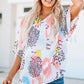 Mixed Print V-Neck Half Sleeve Top