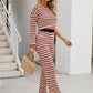 Striped One-Shoulder Knit Top and Pants Set