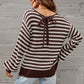 Striped Dropped Shoulder Tie-Back Sweater