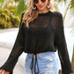 Drawstring Hem Round Neck Cropped Cover Up - Deals DejaVu