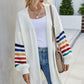 Multicolored Stripe Open Front Longline Cardigan