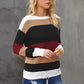 Color Block Drawstring Knit Top