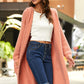 Open Front Long Sleeve Slit Hooded Cardigan