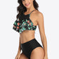 Tropical Print Ruffled Two-Piece Swimsuit