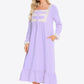Contrast Lace Trim Ruffle Hem Square Neck Night Dress