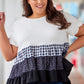 Plus Size Plaid Color Block Tiered Blouse
