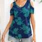 Curved Hem V-Neck Cold-Shoulder Tee