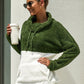 Color Block Drawstring Detail Teddy Sweatshirt