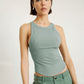 Halter Neck Ribbed Cropped Top