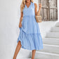 Tie Neck Frill Trim Sleeveless Dress