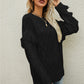Mixed Knit Fringe Detail Round Neck Sweater