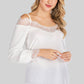 Spliced Lace Cold-Shoulder Blouse