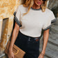 Contrast Round Neck Short Sleeve Knit Top