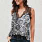 Printed Scalloped Lace Trim Tank