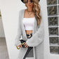 Herringbone Pattern Open Front Longline Fuzzy Cardigan